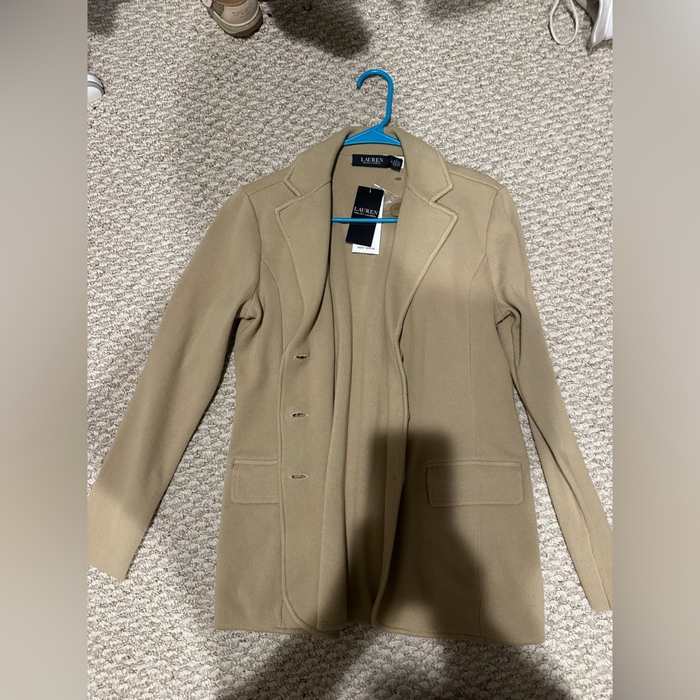 NWT Ralph Lauren Tan Blazer Modern Minimalist Design